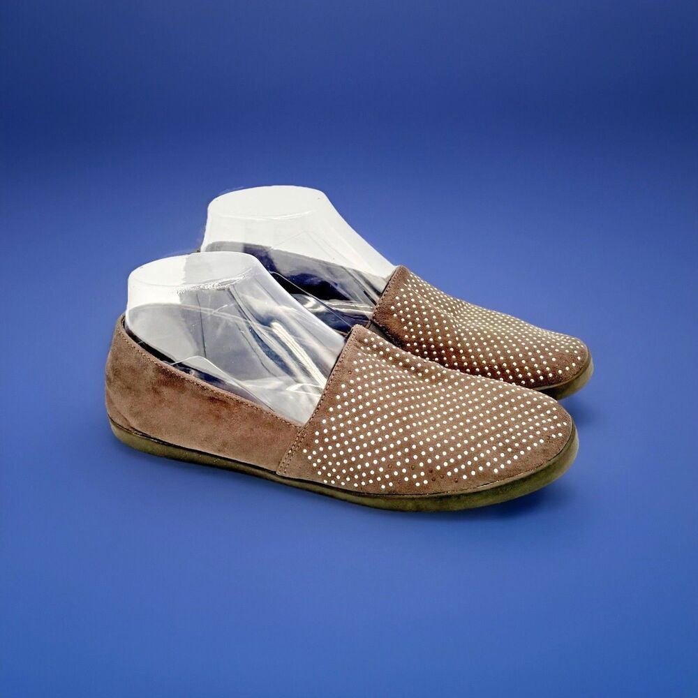 Yellow Box Brown Silver Rhinestone Embellished Shimmer Slip-On Flats Women’s 8